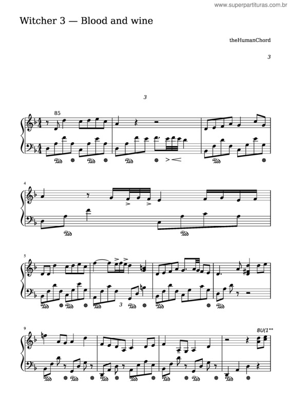 Partitura da música The Witcher 3: Beauclair