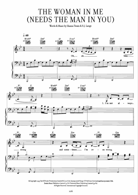Partitura da música The Woman In Me (Needs The Man In You)