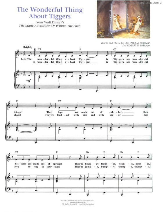 Partitura da música The Wonderful Thing About Tiggers