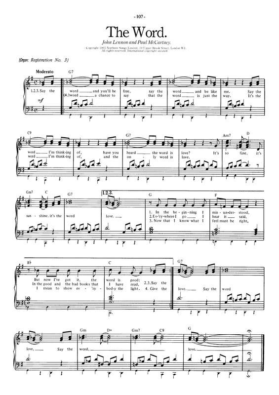 Partitura da música The Word