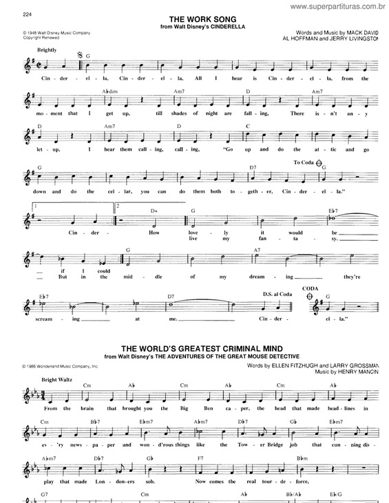 Partitura da música The Work Song