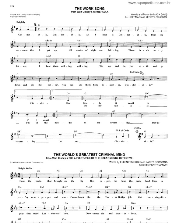 Partitura da música The Work Song