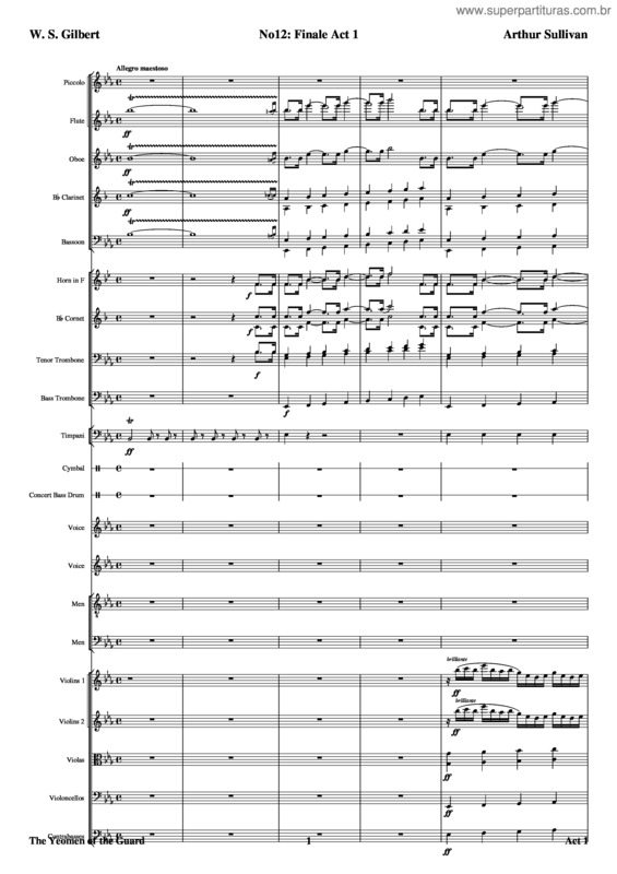 Partitura da música The Yeomen Of The Guard – Arthur Sullivan – Act 1 – 12 Finale Act 1