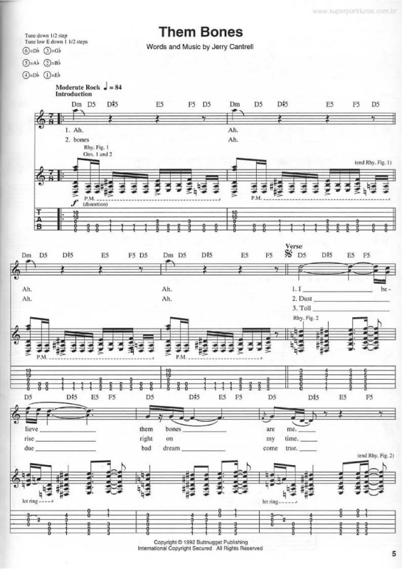 Partitura da música Them Bones