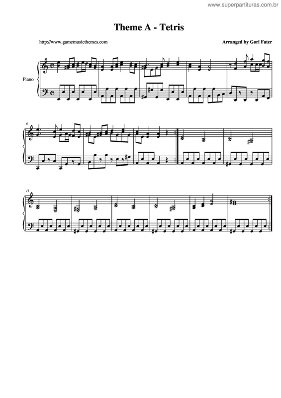 Partitura da música Theme A