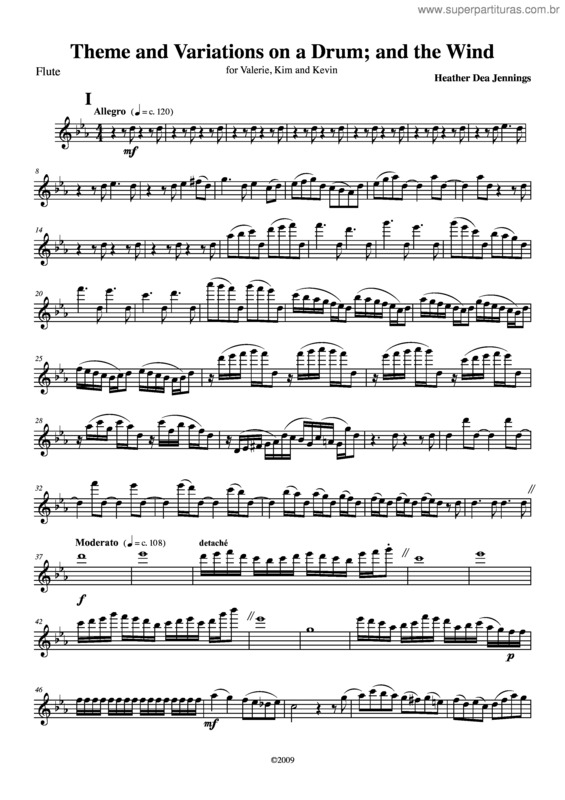 Partitura da música Theme and variations on a drum; and the wind v.2
