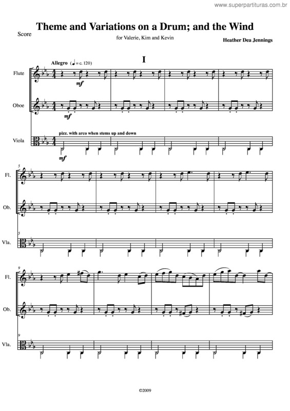 Partitura da música Theme and variations on a drum; and the wind