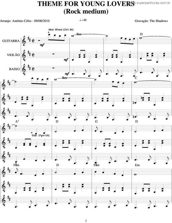 Partitura da música Theme For Young Lovers v.2