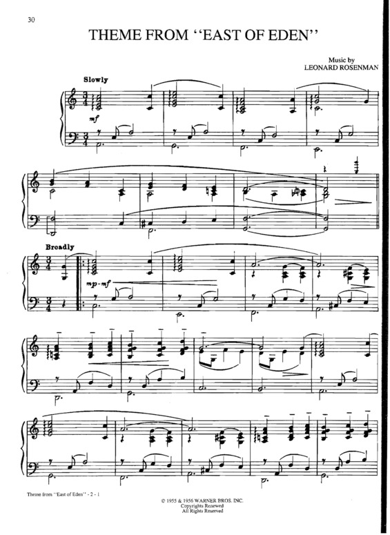 Partitura da música Theme From East Of Eden