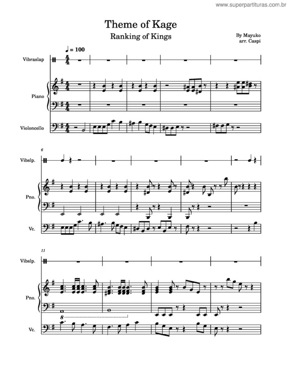 Partitura da música Theme Of Kage – Mayuko Ranking Of Kings Ost