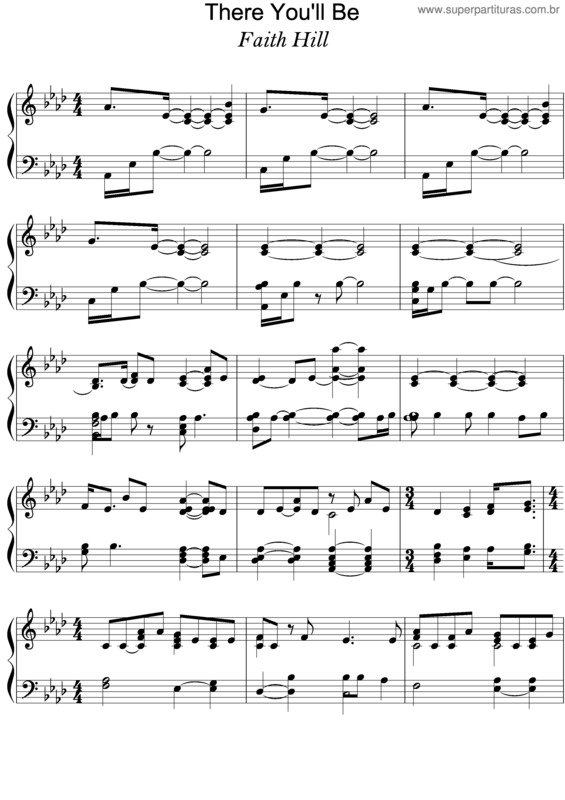 Partitura da música There You`ll Be v.3