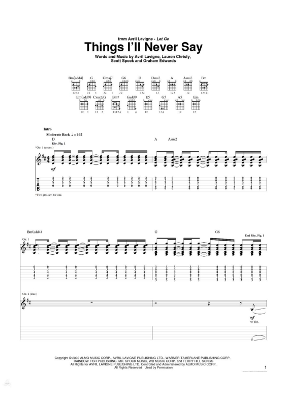 Partitura da música Things I`ll Never Say