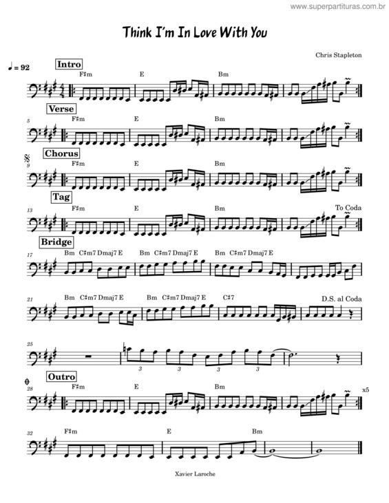 Partitura da música Think I`M In Love With You – Chris Stapleton – Bass Transcription