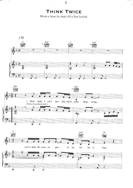 Partitura da música Think Twice v.3