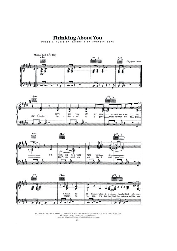 Partitura da música Thinking About You v.3