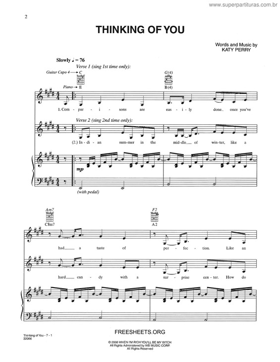 Partitura da música Thinking Of You v.3