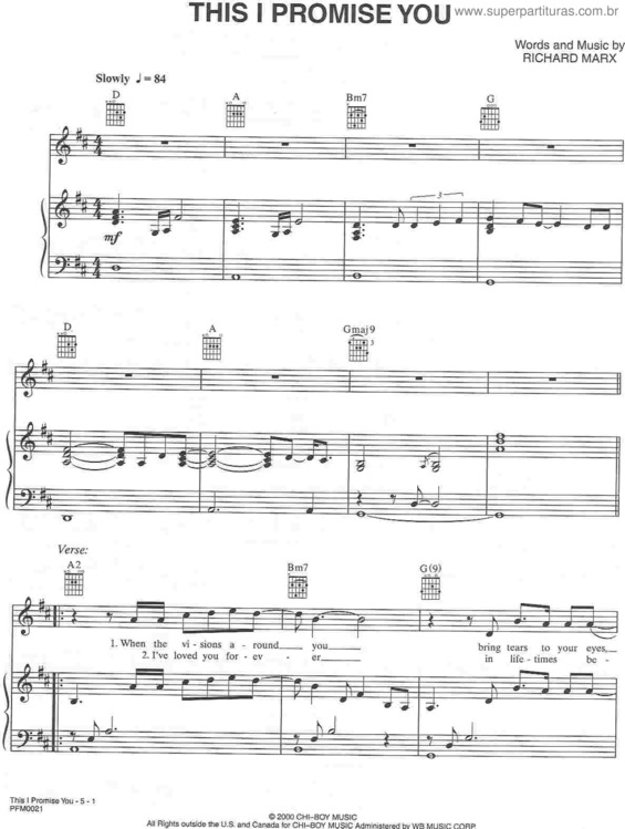 Partitura da música This I Promise You v.2