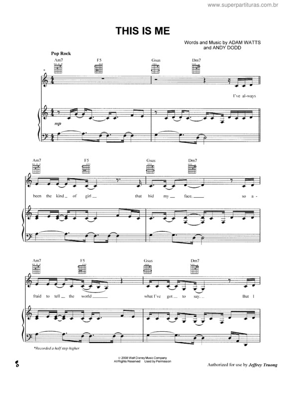 Partitura da música This Is Me v.2