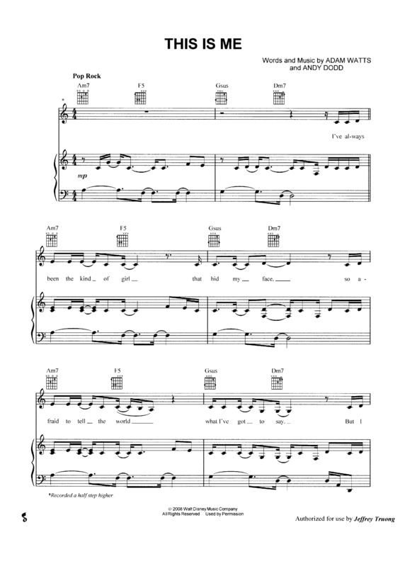 Partitura da música This Is Me v.3