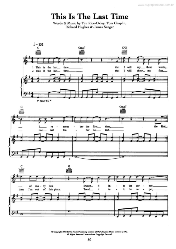 Partitura da música This Is the Last Time