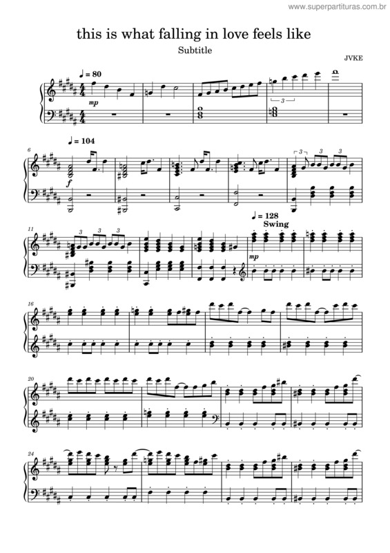 Partitura da música This Is What Falling In Love Feels Like v.2