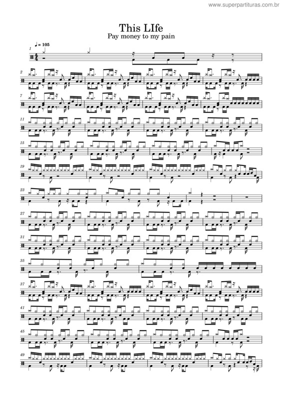 Partitura da música This Life – Pay Money To My Pain This Life