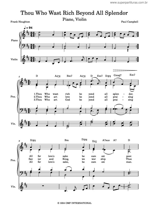 Partitura da música Thou Who Wast Rich Beyond All Splendor – Gloria