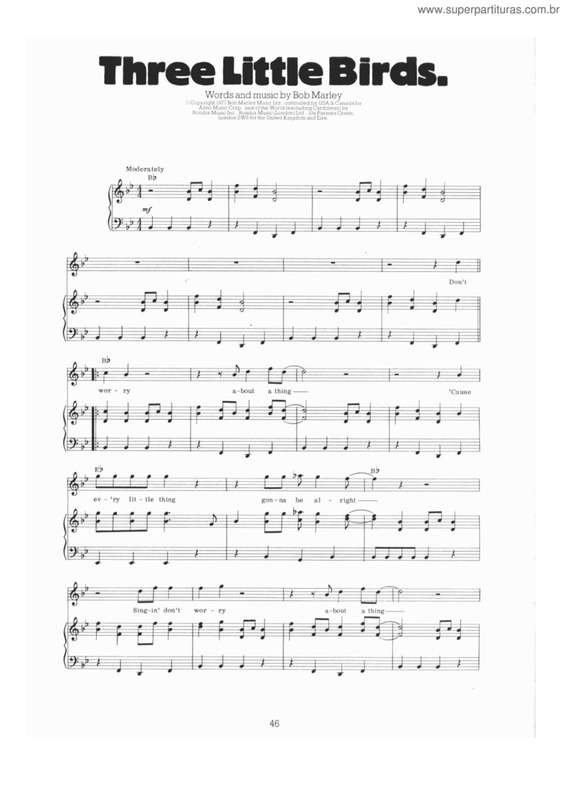 Partitura da música three little birds v.2