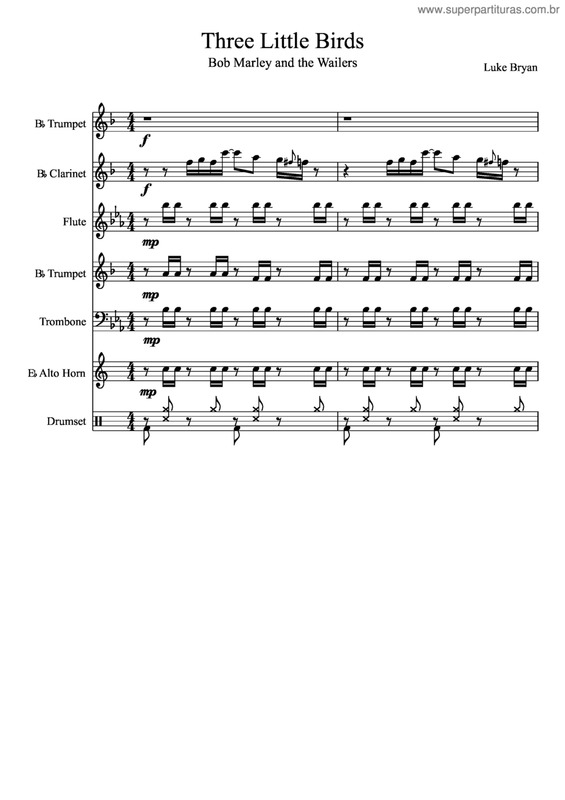 Partitura da música three little birds v.3