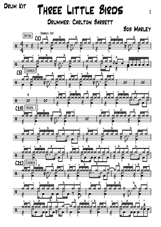 Partitura da música Three Little Birds v.5