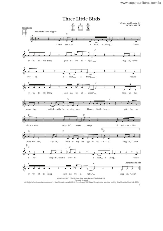 Partitura da música Three Little Birds v.7