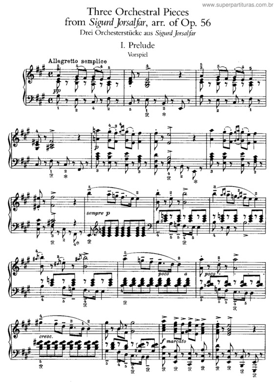 Partitura da música Three orchestral pieces from Sigurd Jorsalfar