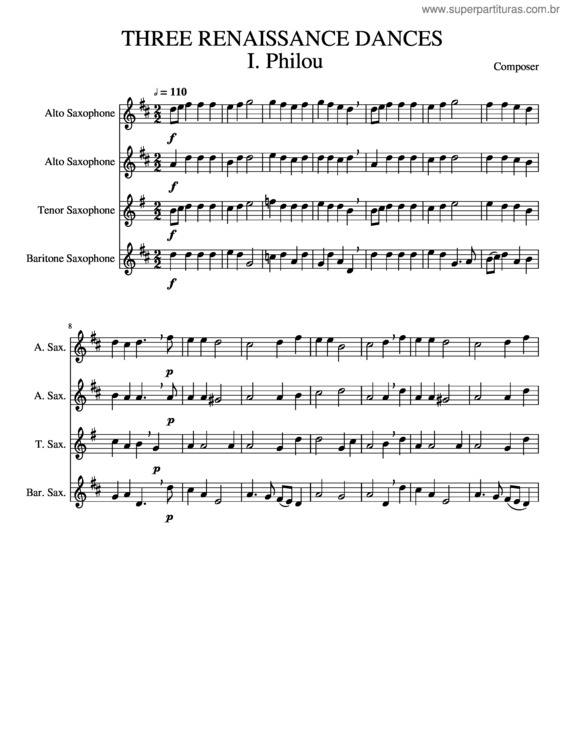 Partitura da música Three Renaissance Dances 1