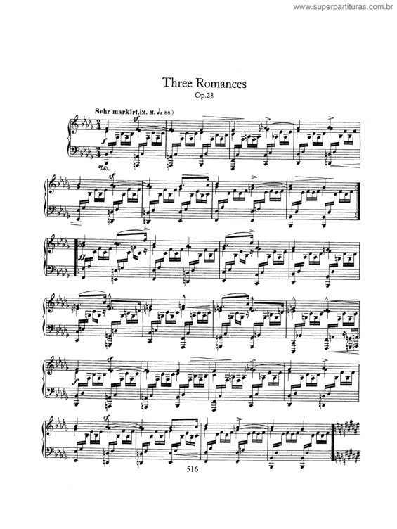 Partitura da música Three Romances