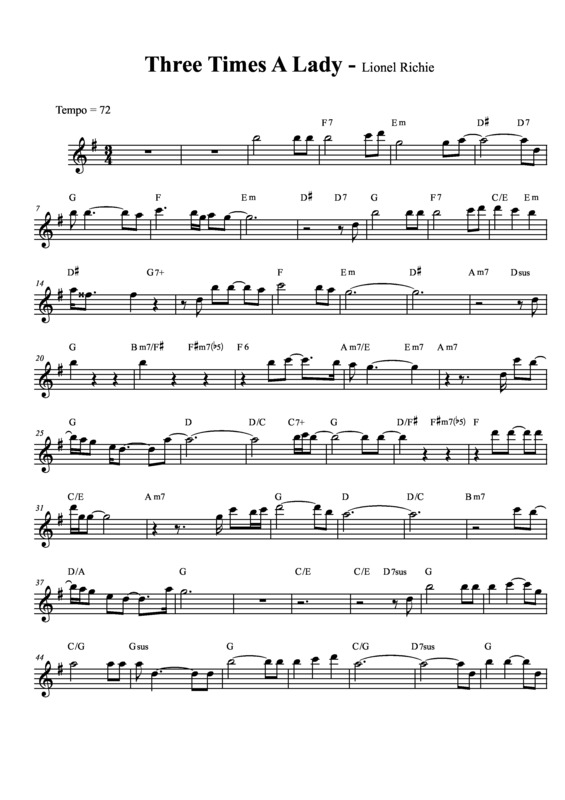 Partitura da música Three Times a Lady v.3