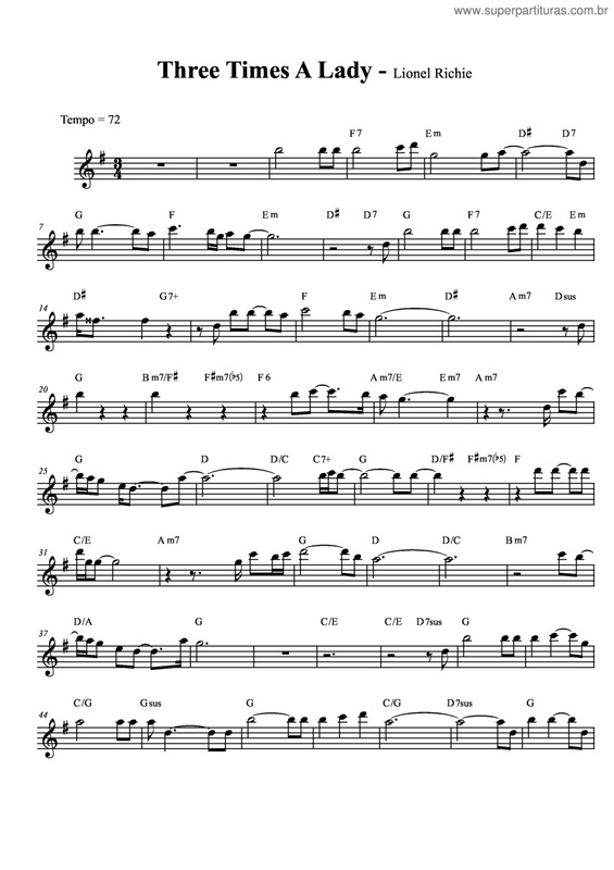 Partitura da música Three Times A Lady v.4