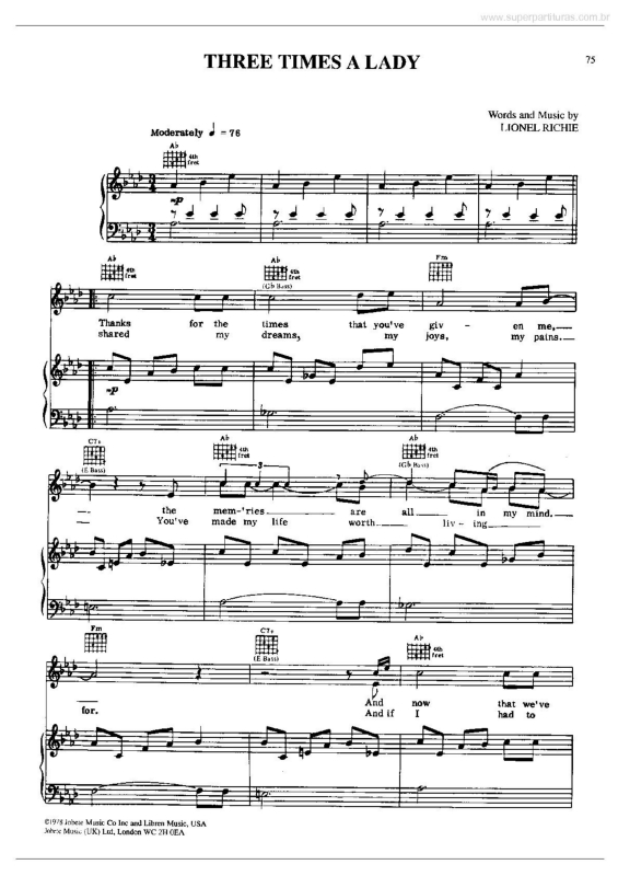 Partitura da música Three Times A Lady