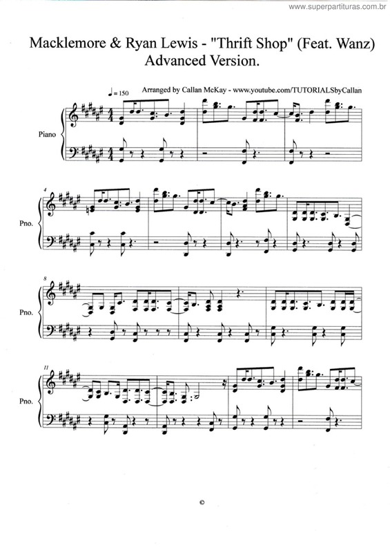 Partitura da música Thrift Shop v.2