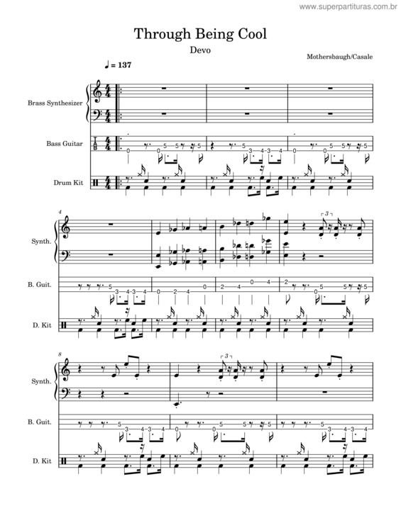 Partitura da música Through Being Cool