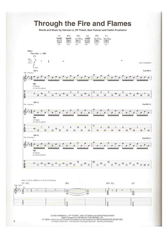 Partitura da música Through The Fire And Flames