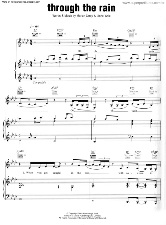 Partitura da música Through The Rain v.2