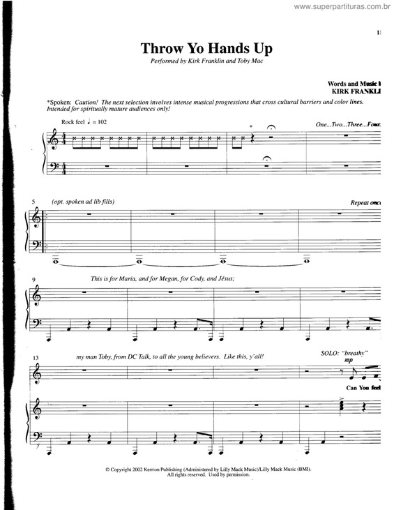 Partitura da música Throw Yo Hands Up