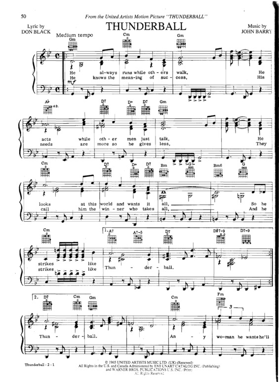 Partitura da música Thunderball v.2