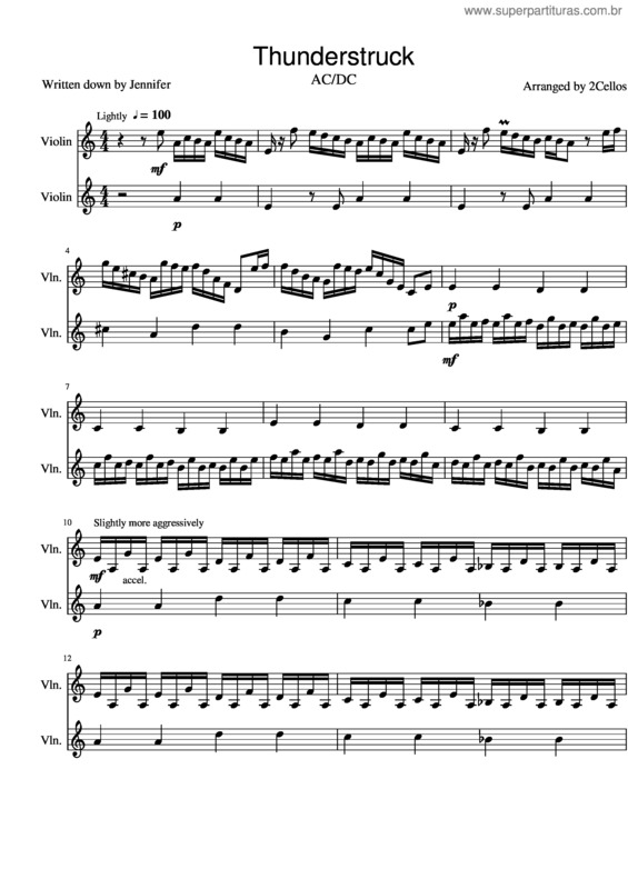 Partitura da música Thunderstruck v.3