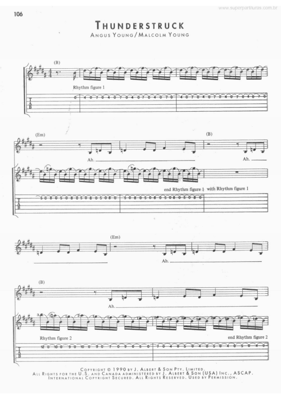 Partitura da música Thunderstruck