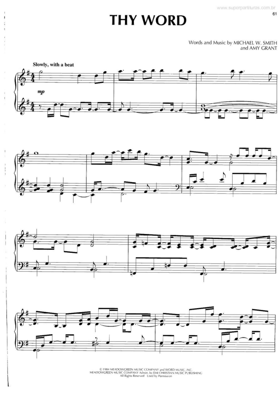 Partitura da música Thy Word