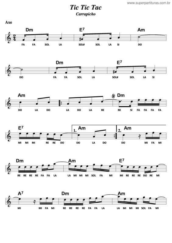 Partitura da música Tic Tic Tac v.2