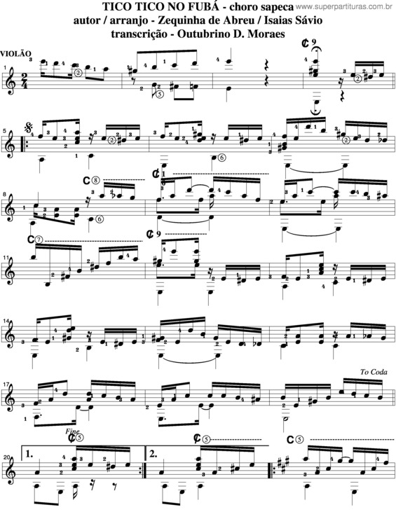 Partitura da música Tico Tico No Fubá v.6