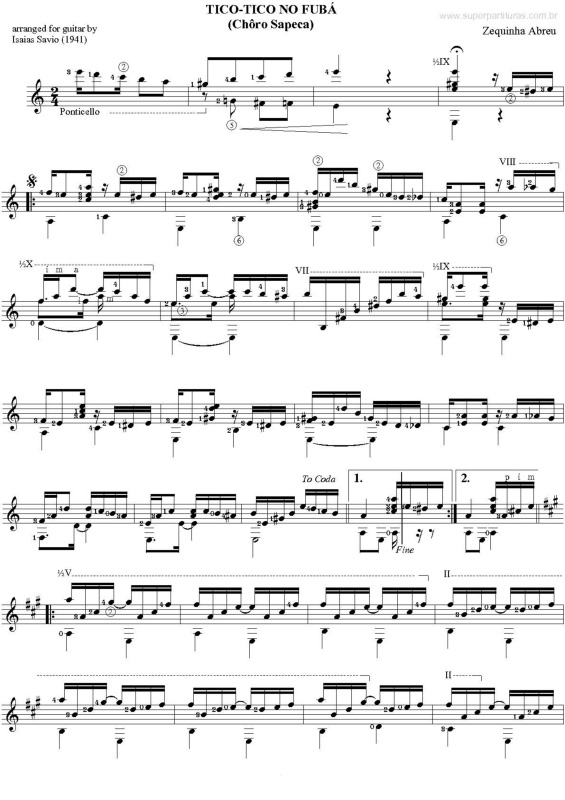 Partitura da música Tico-Tico No Fubá