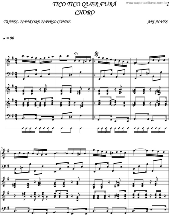 Partitura da música Tico Tico Quer Fubá